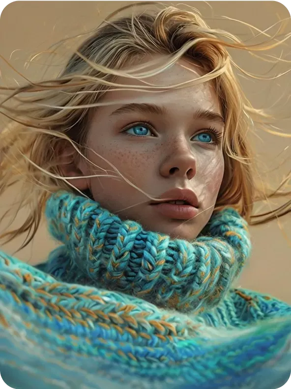 Close up portrait of a young person with freckles