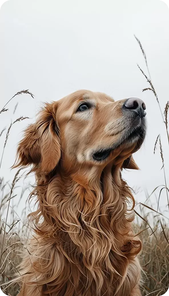 Vibrant illustration of golden retriever in serene atmosphere